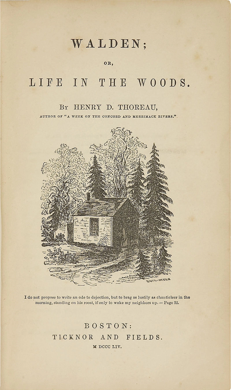 Portada de la primera edición de Walden (1854).
