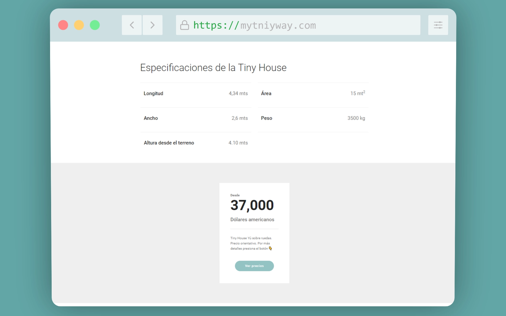 Tiny house precios Uruguay publicados en la web de My Tiny Way.